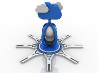 3d illustration Business Network with idea concept 
