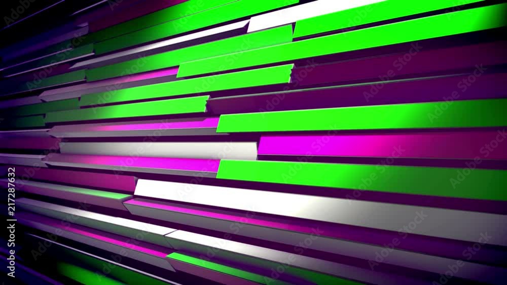 Aufkleber a striking 3d rendering of horizontal multicolored jalousie revolving slowly and altering the colors