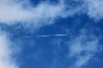 sky clouds jet aeroplane