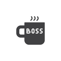 Boss cup vector icon. filled flat sign for mobile concept and web design. Hot drink mug simple solid icon. Symbol, logo illustration. Pixel perfect vector graphics