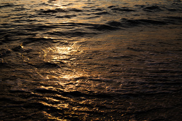 Sea wave at sunset