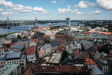 Fototapeta na wymiar Panoramic view of Riga Latvia From Above