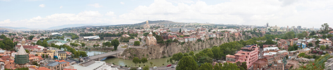 Fototapeta na wymiar Top view of the historical center of Tbilisi from Narikala fortress. Tbilisi is the capital of Georgia