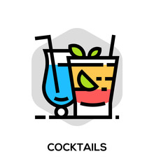 Cocktails Vector Flat Line Icon. Vector Concept For Web Graphics.