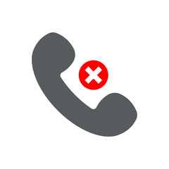 handset flat icon with prohibition sign.