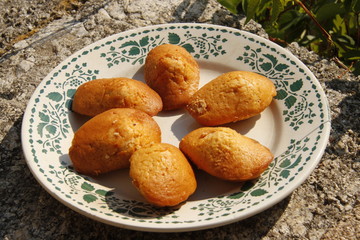 Madeleines dans une assiette
