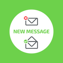 New message window. Outline vector envelope icon.