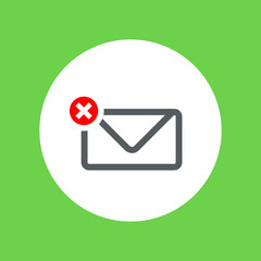 Outline envelope flat icon with prohibition sign.