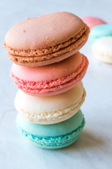 Colorful French or Italian Macarons stack / Macaroon Cakes