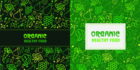 Organic healthy food pattern background vector illustration