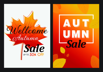 Autumn sale banner design vector illustration