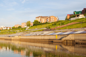 Naklejka na ściany i meble Tura River Embankment in Tyumen, Russia.