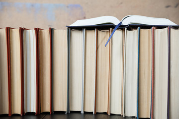 Closeup hardcover pocket book upsite down