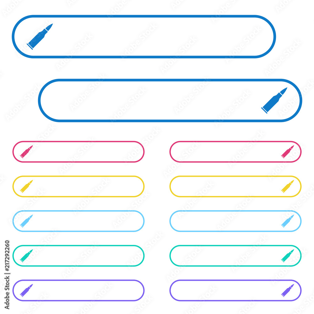 Poster bullet rifle ammo icons in rounded color menu buttons