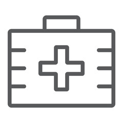 First aid kit line icon, health and clinical, medical bag sign, vector graphics, a linear pattern on a white background, eps 10.