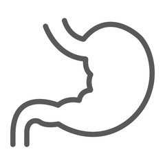 Stomach line icon, anatomy and biology, human organ sign, vector graphics, a linear pattern on a white background, eps 10.