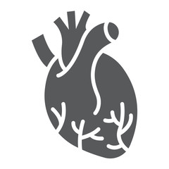 Human heart glyph icon, anatomy and biology, Cardiology sign, vector graphics, a linear pattern on a white background, eps 10.