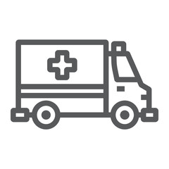 Ambulance line icon, emergency and hospital, transport sign, vector graphics, a linear pattern on a white background, eps 10.
