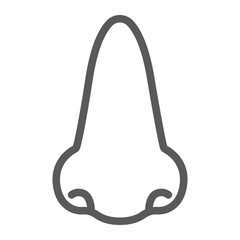 Nose line icon, anatomy and biology, rhinology sign, vector graphics, a linear pattern on a white background, eps 10.