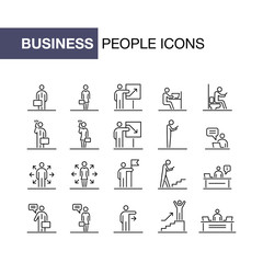 Business people icons set simple line flat illustration