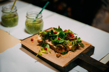 grilled salmon steak with sauce