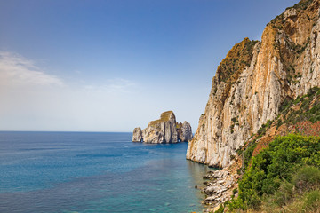 Fototapeta na wymiar The rock formation off the Sardinian coast, called 