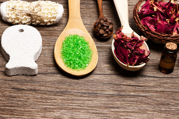 Cellulite treatment and peeling products with copy space