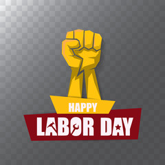 vector labor day Usa label or background. vector happy labor day poster or banner with clenched fist isolated on transparent background . Labor union icon