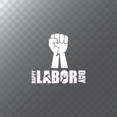 vector labor day Usa label or background. vector happy labor day poster or banner with clenched fist isolated on transparent background . Labor union icon