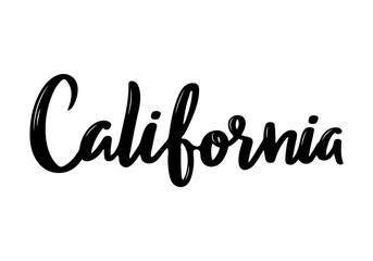 Fototapeta na wymiar California handwritten calligraphy name of USA state. Hand drawn brush calligraphy. Vector Design Template.