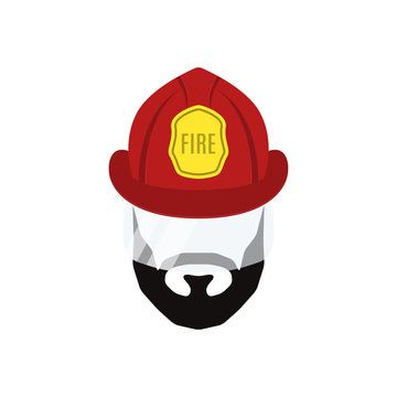 Firefighter man flat icon isolated on white background. Fire Department emblem. Vector illustration.