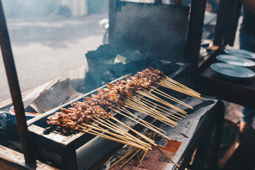 sate chicken sticks in Bali