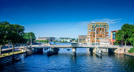 Netherlands, South Holland, a bridge over a body of water