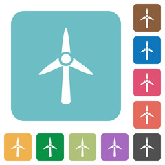 Wind turbine rounded square flat icons
