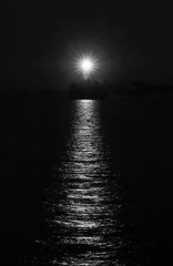 Foto auf Acrylglas Newhaven Lighthouse at Night in Black and White © suerob