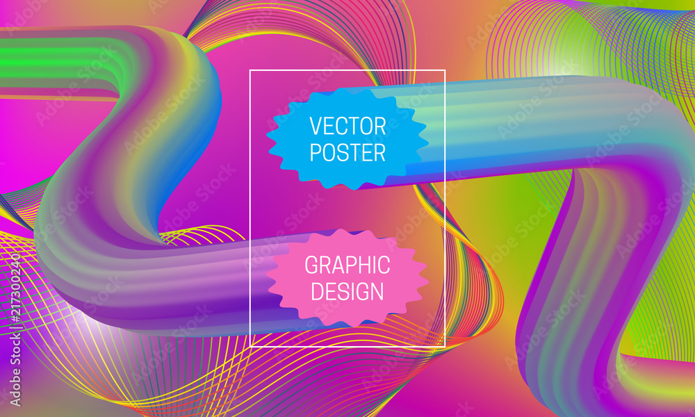 Aufkleber abstract background design with liquid flow shapes and iridescent guilloche elements. dynamic music 