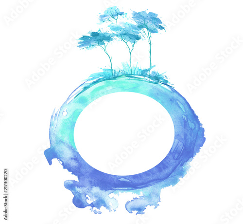 Watercolor Abstract Round Spot Blot On White Isolated