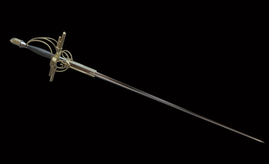 The medieval swords isolated on black background 3d illustration