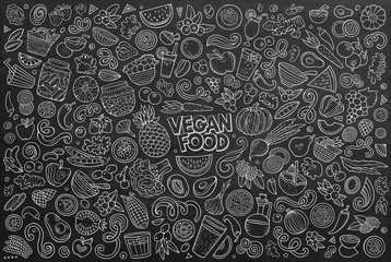 Vector set of Vegan food objects and symbols