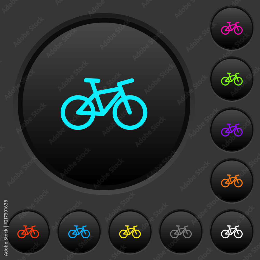 Poster bicycle dark push buttons with color icons