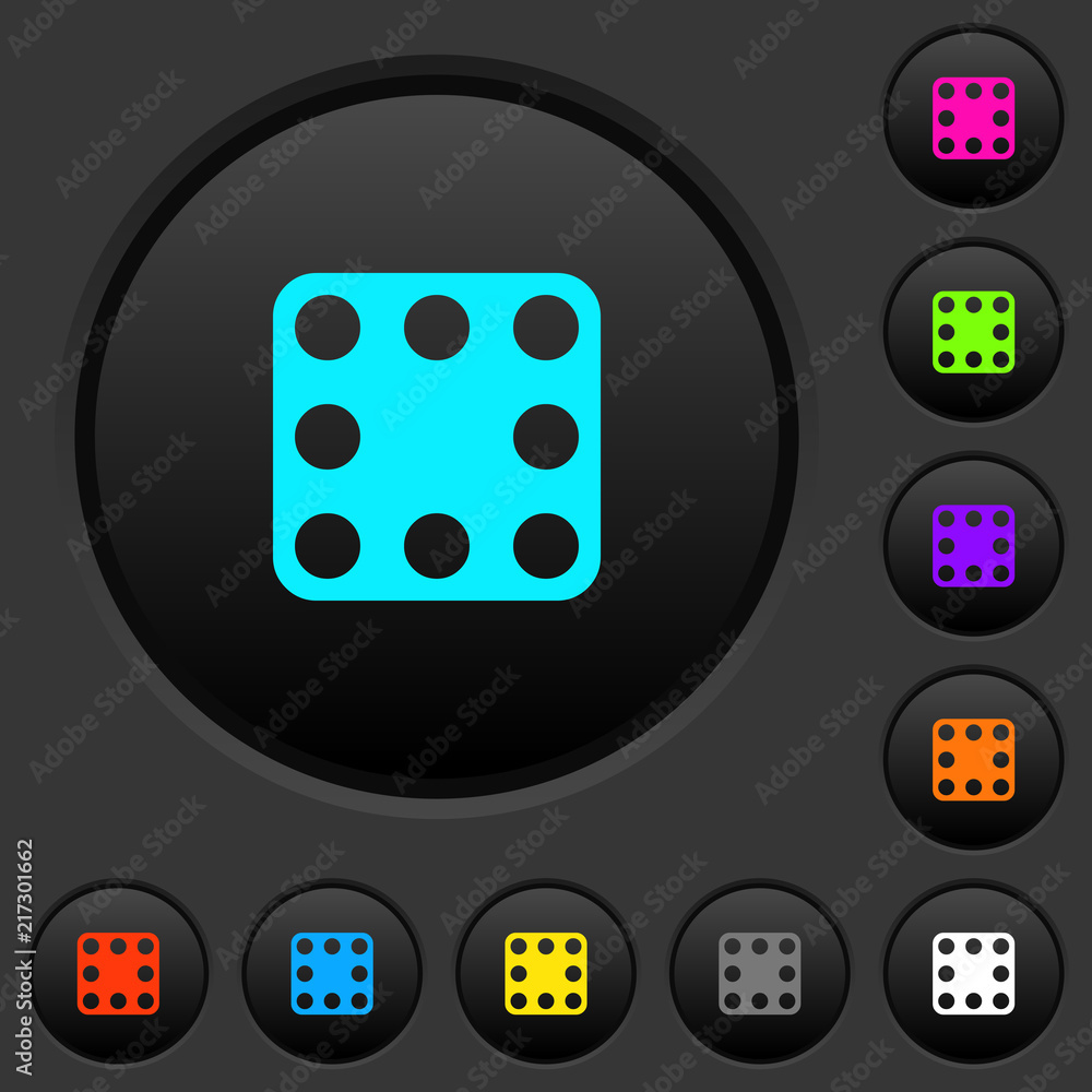 Poster domino eight dark push buttons with color icons
