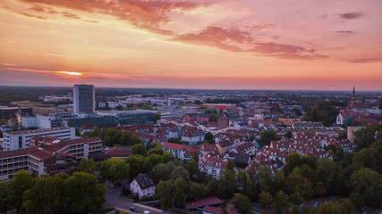 cityscape at sunset. Germany, the city of Offenburg