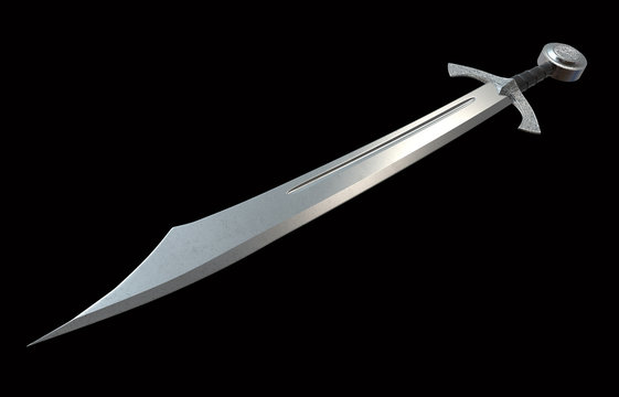 The medieval swords isolated on black background 3d illustration
