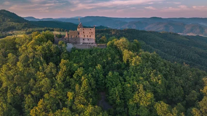 Deurstickers Kasteel Geroltsecker castle in Germany in a bird's eye view