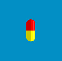pill illustration on blue background