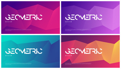 Set of abstract gradient geometric designs, colorful minimalist 