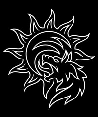 Wolf devouring the sun. Theme from nordic ethnos