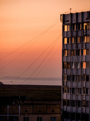 Sunrise old skyscraper Ukraine