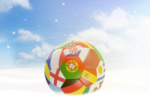 soccer ball snow winter 3d-illustration