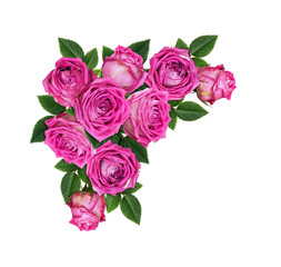Pink rose flowers in a corner floral arrangement